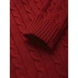 Mens Half Zipper Long Sleeve Cable Knitted Sweaters