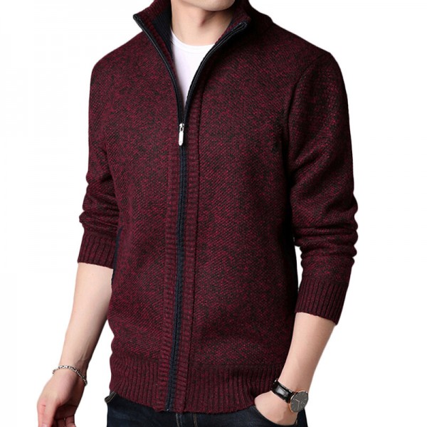 Mens Winter Casual Comfy Breathable Fleece Thicken Zipper Fly Long Sleeve Cardigans 