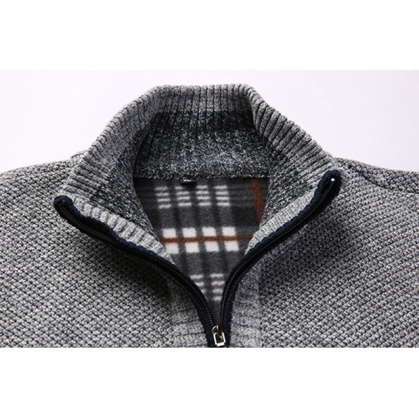 Mens Winter Casual Comfy Breathable Fleece Thicken Zipper Fly Long Sleeve Cardigans 