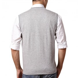 Men's Leisure Woolen Knitted Cardigan Vest Fashion V-neck Jacquard Vest