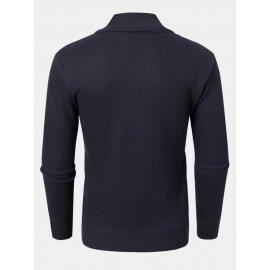 Mens Solid Color High Neck Knitted Warm Long Sleeve Sweaters