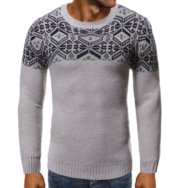 Men's New Soft Snowflake Round Neck 3D Openwork Sweaters