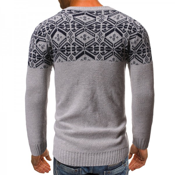 Men's New Soft Snowflake Round Neck 3D Openwork Sweaters 