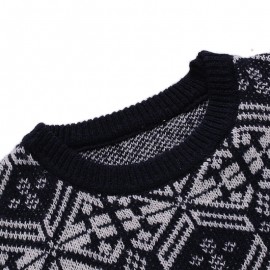 Men's New Soft Snowflake Round Neck 3D Openwork Sweaters