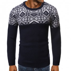 Men's New Soft Snowflake Round Neck 3D Openwork Sweaters