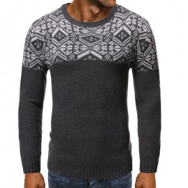 Men's New Soft Snowflake Round Neck 3D Openwork Sweaters