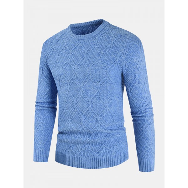 Mens Graphics Knitted Round Neck LongSleeve Warm Pullover Sweaters