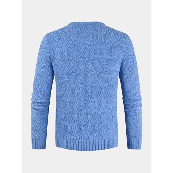 Mens Graphics Knitted Round Neck LongSleeve Warm Pullover Sweaters 