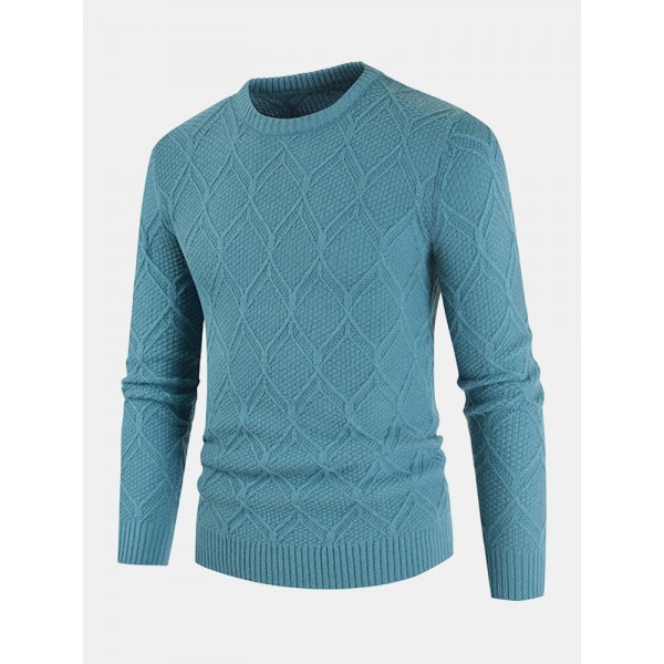 Mens Graphics Knitted Round Neck LongSleeve Warm Pullover Sweaters 