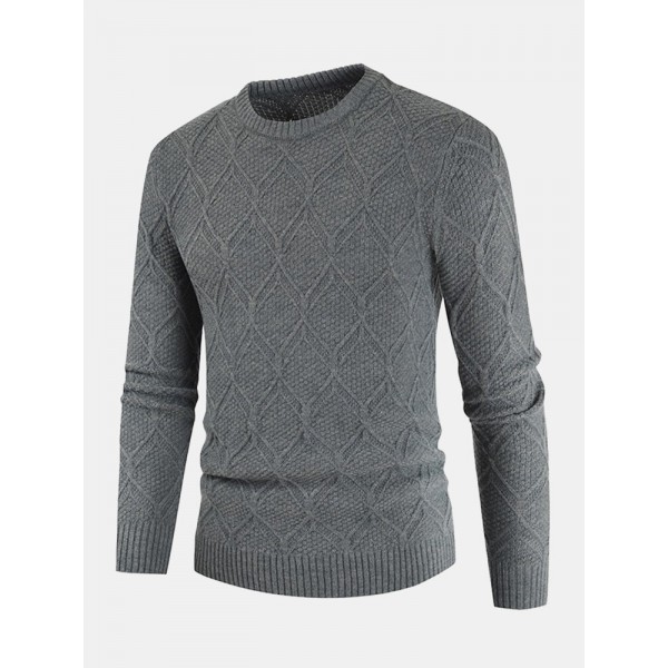 Mens Graphics Knitted Round Neck LongSleeve Warm Pullover Sweaters 