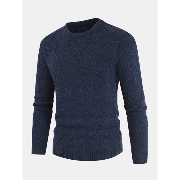 Mens Graphics Knitted Round Neck LongSleeve Warm Pullover Sweaters 