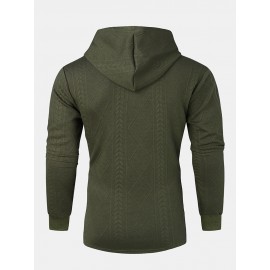 Mens Argyle Jacquard Knit Quarter Zip Cotton Casual Hooded Sweaters With Pocket