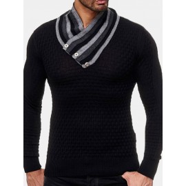 Men's Fashion Long Sleeve Turtleneck Knit Buttons Thick Cardigan Casual Sweaters