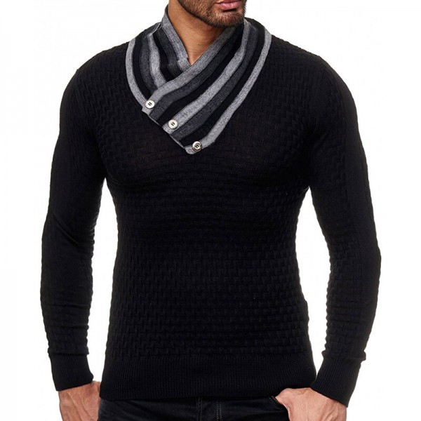 Men's Fashion Long Sleeve Turtleneck Knit Buttons Thick Cardigan Casual Sweaters 