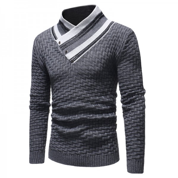 Men's Fashion Long Sleeve Turtleneck Knit Buttons Thick Cardigan Casual Sweaters 