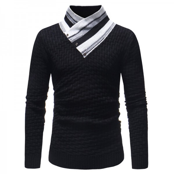 Men's Fashion Long Sleeve Turtleneck Knit Buttons Thick Cardigan Casual Sweaters 