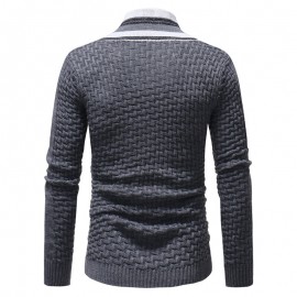 Men's Fashion Long Sleeve Turtleneck Knit Buttons Thick Cardigan Casual Sweaters