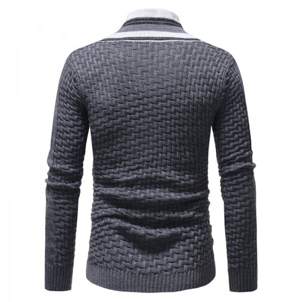 Men's Fashion Long Sleeve Turtleneck Knit Buttons Thick Cardigan Casual Sweaters 