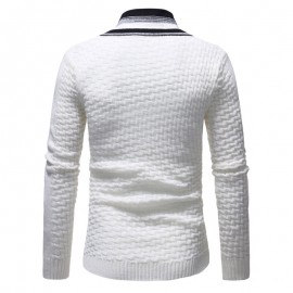 Men's Fashion Long Sleeve Turtleneck Knit Buttons Thick Cardigan Casual Sweaters