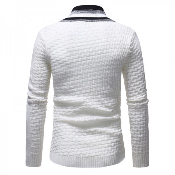 Men's Fashion Long Sleeve Turtleneck Knit Buttons Thick Cardigan Casual Sweaters 