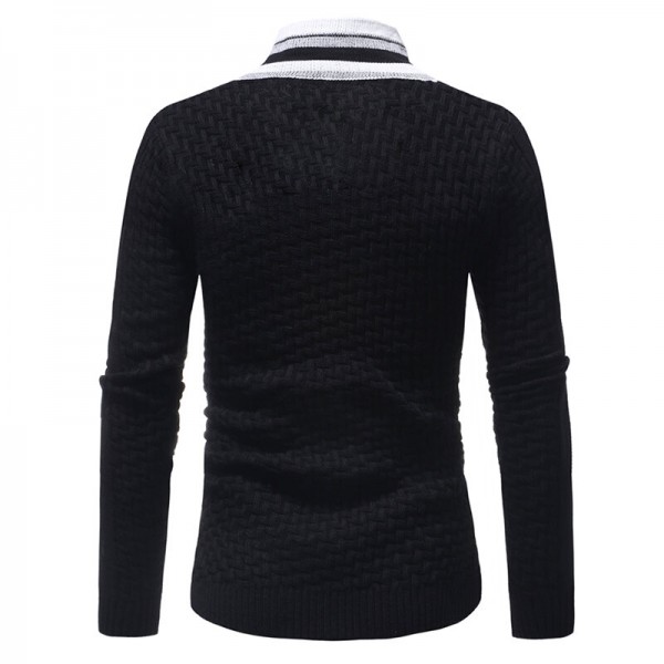 Men's Fashion Long Sleeve Turtleneck Knit Buttons Thick Cardigan Casual Sweaters 