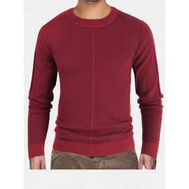 Mens Basic Solid Color Crew Neck Winter Casual Knitted Pullover Sweater