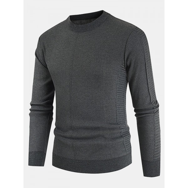 Mens Basic Solid Color Crew Neck Winter Casual Knitted Pullover Sweater 