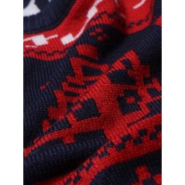 Mens Christmas Pattern Crew Neck Regular Fit Casual Knitted Sweater