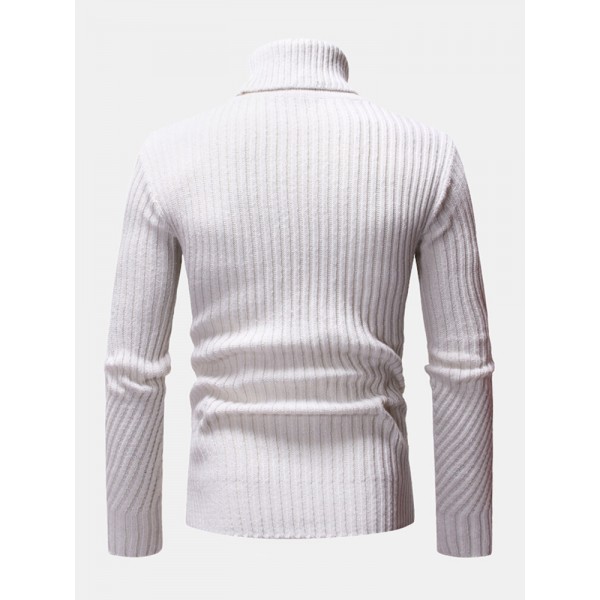 Mens High Neck Twisted Knitted Solid Color Warm Regular Fit Casual Sweater 