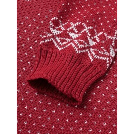 Mens Christmas Style Elk Graphics Round Neck Long Sleeve Warm Knitted Sweaters