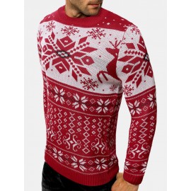 Mens Snowflake Christmas Style Graphics Long Sleeve Knitted Sweaters