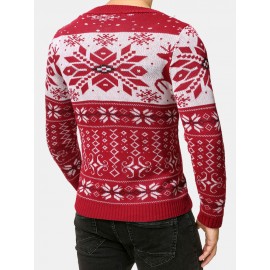 Mens Snowflake Christmas Style Graphics Long Sleeve Knitted Sweaters