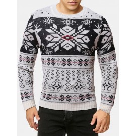 Mens Snowflake Christmas Style Graphics Long Sleeve Knitted Sweaters