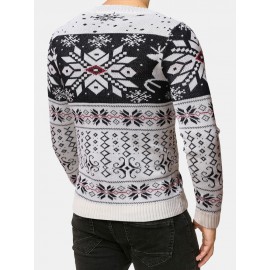 Mens Snowflake Christmas Style Graphics Long Sleeve Knitted Sweaters