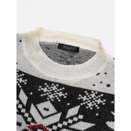 Mens Snowflake Christmas Style Graphics Long Sleeve Knitted Sweaters