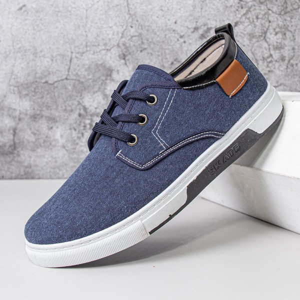 Men Canvas Breathable Comfy Soft Sole Non Slip Lace Up Casual Working Court Shoes 