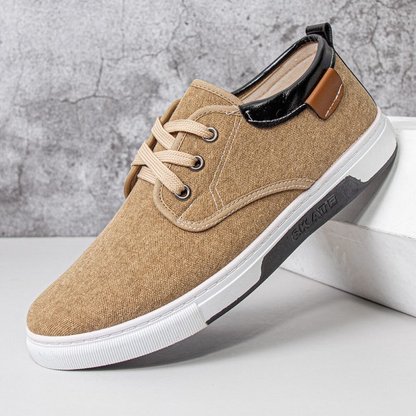 Men Canvas Breathable Comfy Soft Sole Non Slip Lace Up Casual Working Court Shoes 