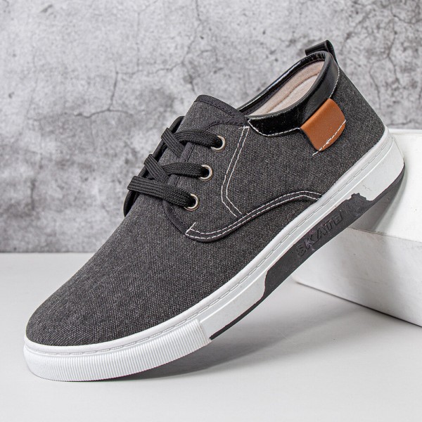 Men Canvas Breathable Comfy Soft Sole Non Slip Lace Up Casual Working Court Shoes 