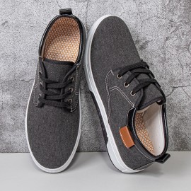 Men Canvas Breathable Comfy Soft Sole Non Slip Lace Up Casual Working Court Shoes