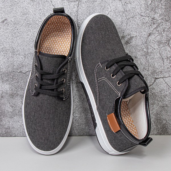 Men Canvas Breathable Comfy Soft Sole Non Slip Lace Up Casual Working Court Shoes 