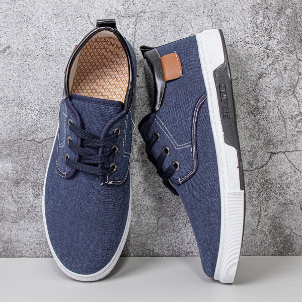 Men Canvas Breathable Comfy Soft Sole Non Slip Lace Up Casual Working Court Shoes 