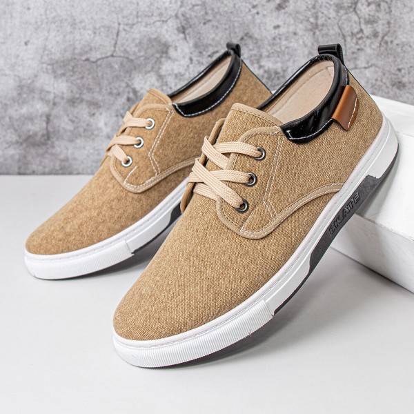 Men Canvas Breathable Comfy Soft Sole Non Slip Lace Up Casual Working Court Shoes 