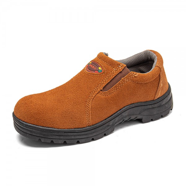 Men Cowhide Suede Breathable Soft Sole Non Slip Comfy Working Casual Safety Labor Shoes 