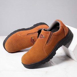 Men Cowhide Suede Breathable Soft Sole Non Slip Comfy Working Casual Safety Labor Shoes