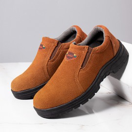 Men Cowhide Suede Breathable Soft Sole Non Slip Comfy Working Casual Safety Labor Shoes