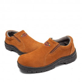 Men Cowhide Suede Breathable Soft Sole Non Slip Comfy Working Casual Safety Labor Shoes