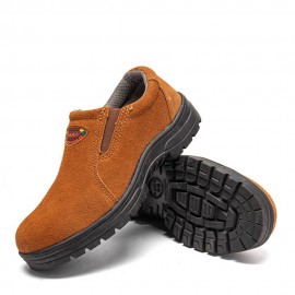 Men Cowhide Suede Breathable Soft Sole Non Slip Comfy Working Casual Safety Labor Shoes