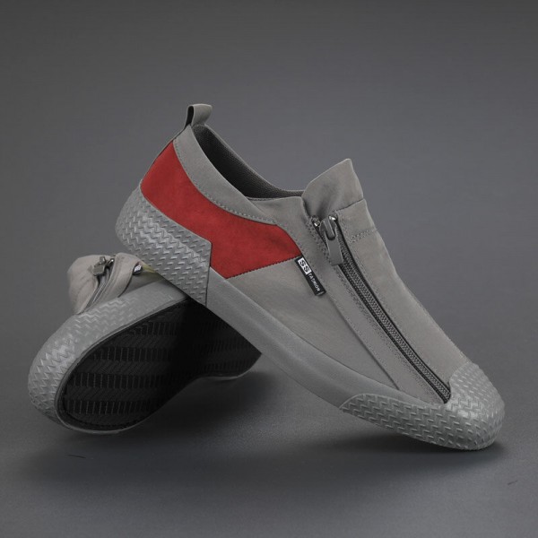 Men Colorblock Comfy Breathable Zipper Casual Canvas Sneakers 