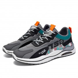 Men Breathable Mesh Lace-Up Panel Casual Running Sneakers Dad Shoes