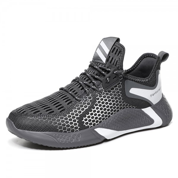 Men Soft Breathable Mesh Hollow Lace-Up Sport Shoes 